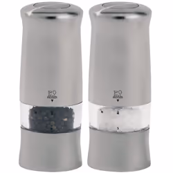 Peugeot Zeli Duo Electric Salt and Pepper Mill Set, 14 cm, Matt Chrome