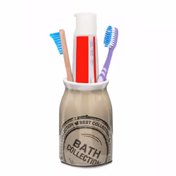 Ceramic Toothbrush Tumbler Holder Bathroom Cup - Beige