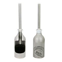 Toilet Brush and Holder Ceramic Bathroom - Grey