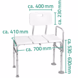 RIDDER Bathtub Transfer Bench White 150 kg A0120101 Bathroom Seat Chair Stool