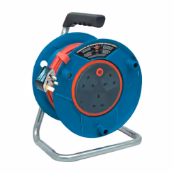 Bretec 3-Way Socket Cable Reel (25M Extension Cable, Ergonomic Handle), Drum with Anti Cable Twist System - 240V