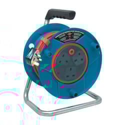 Bretec 3-Way Socket Cable Reel (25M Extension Cable, Ergonomic Handle), Drum with Anti Cable Twist System - 240V