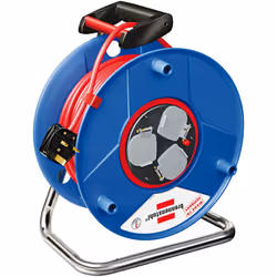 Brennenstuhl Garant Bretec 3-way socket cable reel (50m extension cable, ergonomic handle), drum with anti cable twist system ...