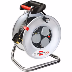 Brennenstuhl Garant 3-way socket cable reel (25m extension cable, rust-proof, ergonomic handle), cable colour: black