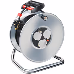 Brennenstuhl Garant 3-way socket cable reel (50m extension cable, rust-proof, ergonomic handle), cable colour: black