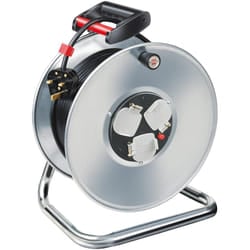 Brennenstuhl Garant 3-way socket cable reel (50m extension cable, rust-proof, ergonomic handle), cable colour: black