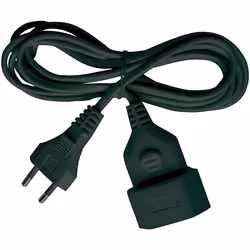 Plastic extension cable 3m black H03VVH2-F 2x0.75 - With Euro plug and socket. - Flat cable for connecting appliances with a ...