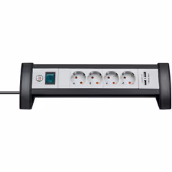 Brennenstuhl 1156250514, 1.8 m, Indoor, Black, Grey, 4 AC outlet(s), 370 mm, Black