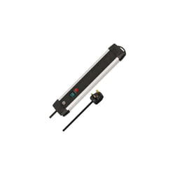Premium-Alu-Line 4-way Extension Socket (Extension Lead with Safety Fuse Button, 5m cable, Made in Germany) black/silver