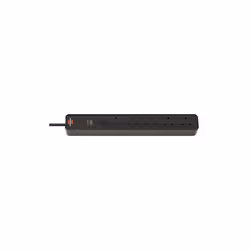 Brennenstuhl 1153253000 Ecolor 5 Way Black FB Extension Socket W/Fuse 1.5m