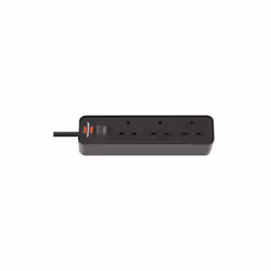 Brennenstuhl 1153233000 Ecolor 3 Way Black Switched Extension Socket 1.5m