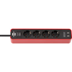 Brennenstuhl 1153240076 power extension 1.5 m 4 AC outlet(s) Indoor Black, Red