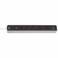 Brennenstuhl 1153243026 Ecolor 4 Way Black/White SASO Extension Socket w/USB 3m