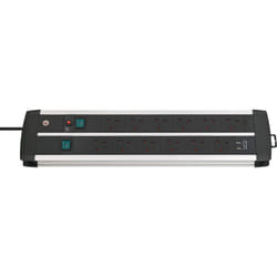 Brennenstuhl Premium-Duo-ALU-Line Technics Extension Socket with Safety Fuse Button and USB-Charger 2x6-way 3m H05VV-F 3G1.5 *GB*