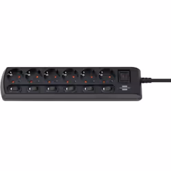 Brennenstuhl 1153110116, 2 m, Indoor, IP20, Black, 6 AC outlet(s), 16 A