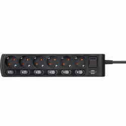 Brennenstuhl 1153110116 power extension 2 m 6 AC outlet(s) Indoor Black