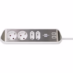 Brennenstuhl 1153590420, 2 m, Indoor, IP20, Silver, White, 4 AC outlet(s), 100 mm