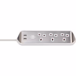 brennenstuhl estilo Corner Extension Lead 3-way (Extension Cord with Stainless Steel Surface for Desk/Kitchen/Office, with 3x ...