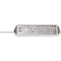 brennenstuhl estilo Corner Extension Lead 3-way (Extension Cord with Stainless Steel Surface for Desk/Kitchen/Office, with 3x...