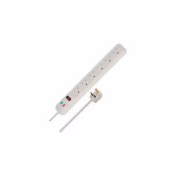 6-Way Extension Lead with surge protection (2m cable, Power Strip with 80 angle of sockets, with switch)