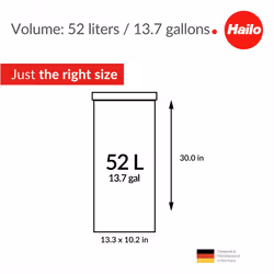Hailo 0860-211 Big-Box XL 1 x 52 liters / 13.7 gallons | Self-Closing Swing lid | Stainless Steel Liner Clamping Frame | Waste bin Kitchen Rectangular - Additional view 4