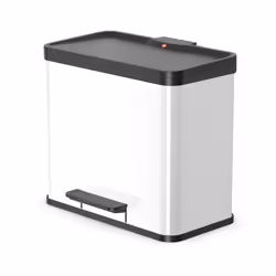 Hailo ÖKO DUO PLUS L, 26 L, Rectangular, Stainless steel, Black, White, Plastic, Pedal