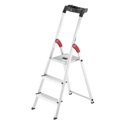 Hailo L60 Step ladder Aluminium, Black, Red
