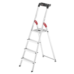 Hailo L60 Step ladder Aluminium, Black, Red