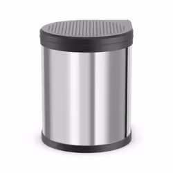 Hailo Compact-box M, 15 L, Round, Stainless steel, Black, Stainless steel, Plastic, Pedal