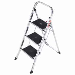 Hailo Folding Stepladder Safety Step Ladder K30 3 Steps 105cm Aluminium 4393-801