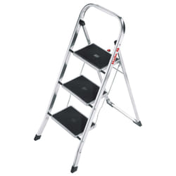 Hailo Folding Stepladder Safety Step Ladder K30 3 Steps 105cm Aluminium 4393-801