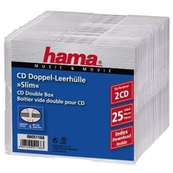 Hama 00051168 optical disc case Slimline case 2 discs Transparent