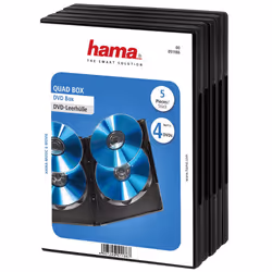 Hama DVD Quad Box, Black, Package of 5 pieces, 4 discs, Black