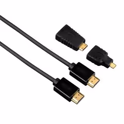 Hama High Speed HDMI Cable Ethernet, 1.50m + 2 HDMI adapters, 1.5 m, HDMI Type A (Standard), HDMI Type A (Standard), 4096 x 2 ...