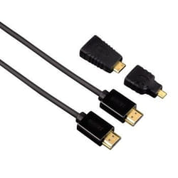 Hama High Speed Ethernet, 1.50m + 2 HDMI adapters HDMI cable 1.5 m HDMI Type A (Standard) Black