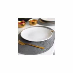 dc fix Steel Grey Eco-line Wipe Clean oval Weave Placemats Set of 4