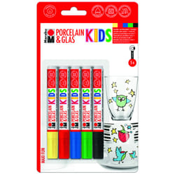 Marabu Porcelain & Glas KIDS blister assortment MAXI FUN, 5 x 1-3 mm