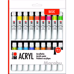 Marabu Acryl Basic, Multi, Acrylic paint, liquid, 12 ml, 18 pc(s)