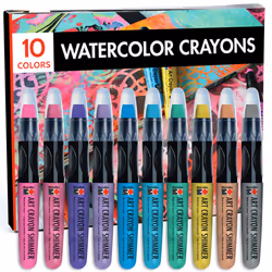 Marabu Art Crayons Shimmer Set - 10 Highly Pigmented Metallic Watercolor Crayons - Smooth and Easy Blending Water Soluble Cra ...