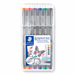 Staedtler Pigment Liner fineliner Fine Blue, Brown, Green, Orange, Red, Violet 6 pc(s)