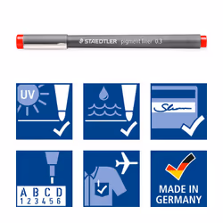 Staedtler Pigment Liner fineliner Fine Blue, Brown, Green, Orange, Red, Violet 6 pc(s) - Additional view 6