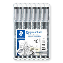 STAEDTLER 308 SB8 Pigment Liner Pens - Assorted Line Widths  Black (Set of 8)
