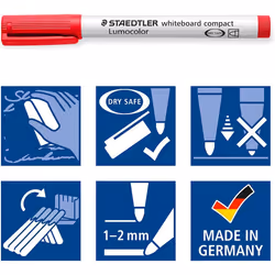 STAEDTLER 341 WP6 Lumocolor whiteboard compact markers, pack of 6 assorted colours - Additional view 5
