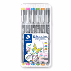 Staedtler Pigment Liner, Brown, Grey, Light Blue, Light Green, Magenta, Yellow, Extra Fine, Black, Round, Pigment-based ink,  ...