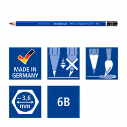 STAEDTLER Mars Lumograph Graphite Watercolor Pencils Kit  Set of 3  In - Additional view 4