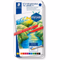 Staedtler Design Journey Full Watercolour 14610G Pencils Metal Box 12 Assorted Colours