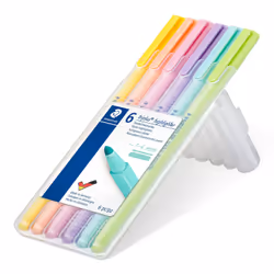 Staedtler 362 C, 6 pc(s), Lime, Mint, Peach, Pink, Violet, Yellow, Bullet tip, 1 mm, 4 mm, Water-based ink