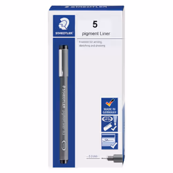 STAEDTLER Pigment Liner Fineliner Pen for Drawing Drafting Journaling 0.3mm Black Box of 5 Pens 308 03-9M