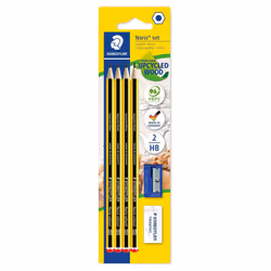 Noris school pencil set of 4 HB, eraser & sharpener