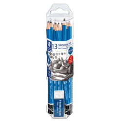 STAEDTLER Mars Lumograph Graphite Artist Pencil Pack  12 Degrees 8B  7B  6B  5B  4B  3B  2B  B  HB  F  H  2H  Mars Plastic Eraser  61 100 P